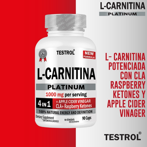 Imagen 7 de 7 de L-carnitina Platinum 1000mg | 4 En 1 | Testrol 90 Cap