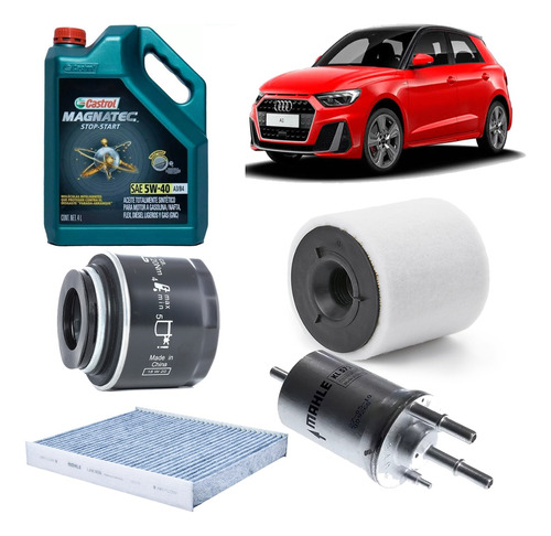 Kit 4 Filtros P/ Audi A1 1.2 1.4 Tfsi Castrol Magnatec 5w40 