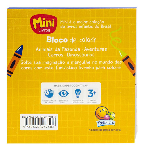 Mini Livros: Bloco De Colorir Aventuras, De Todolivro. Série Mini Livros, Vol. Padrao. Editora Todolivro, Capa Mole, Edição 1 Em Português, 2023