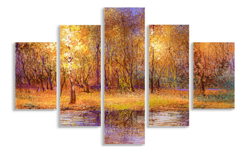 Set De 5 Cuadros Canvas Paisaje De Pintura Al Oleo 114x185cm