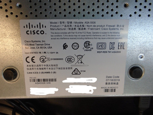 Cisco Firewall Firepower Asa5506-x Con Ftd V6.2 Cortafuego
