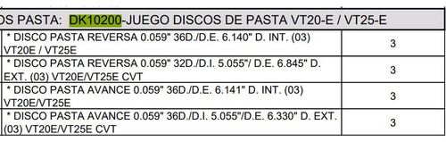 Discos Pasta Vt25 Vt20 Transmisión Automática Saturn Vue Cvt