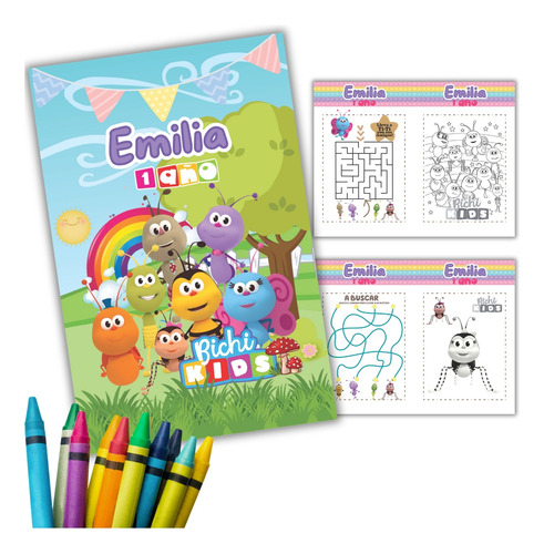 Libro Para Colorear Bichikids Personalizado 20 Pz