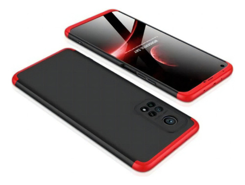 Capa Capinha 360 Fosca Anti Impacto Xiaomi Mi 10t Tela 6.67 Cor Preta com vermelho