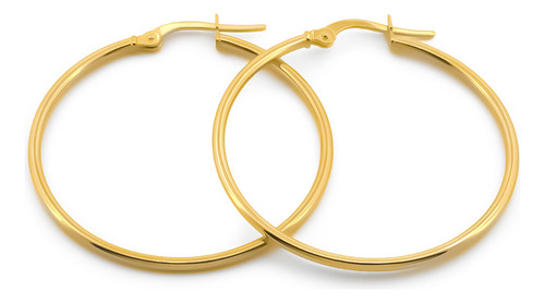 Arracadas Lisas 3.9 Cm Oro Sólido 14k