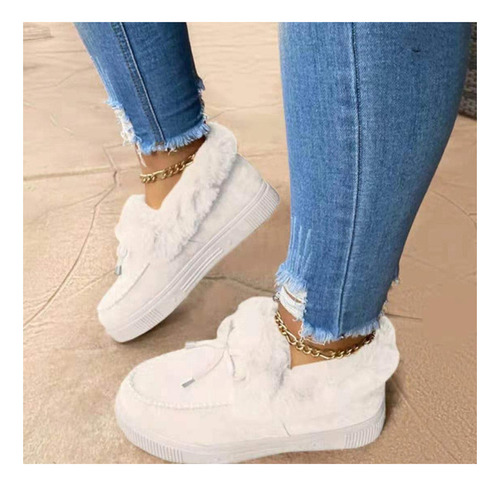 Botas De Nieve Planas Casuales Con Punta Redonda Para Mujer