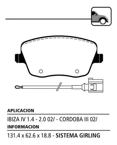 Juego Pastillas Delantera Seat Cordoba 1.9 Con Sensor Litton