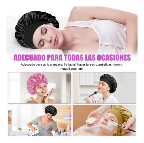 3 Gorros De Dormir De Satén Ajustables, Reutilizables, For