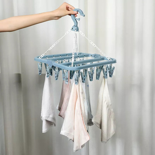 Hh Colgador De Secadora Plegable Multifuncional Con 32 Clips