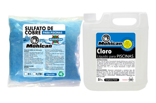 Promo Alguicida 1 Kg+cloro Liquido Concentrado Piscinas 5 Lt