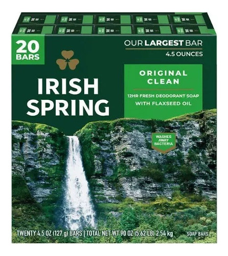 Jabon Irish Spring Bar Soap, 4.5 Oz, 20-count Importado!
