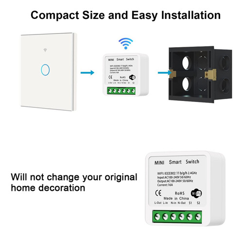 Interruptor Inteligente Wifi De 4 Piezas, Interruptor De Luz