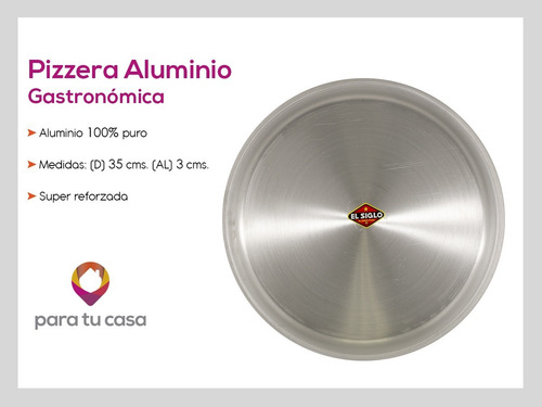 Imagen 2 de 8 de Pizzera Pizza Molde Aluminio Gastronómica Reforzada 35 Cm