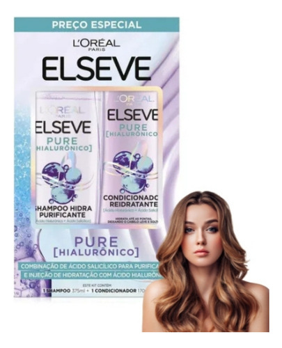 Kit Elseve Loreal Pure Hialurônico Shampoo Condicionador Top