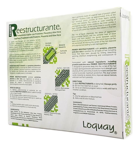Ampolletas Reestructurante Aloe Vera Cabello Dañado Loquay