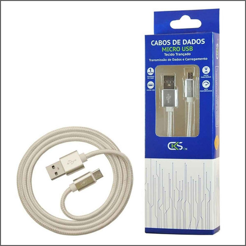 Cabo Carregador Micro Usb V8 Android Reforçado 1 Metro