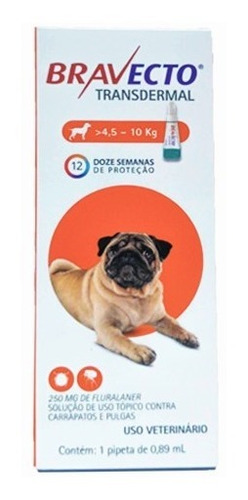 Bravecto Antiplugas E Carrapatos 4,5 Á 10kg