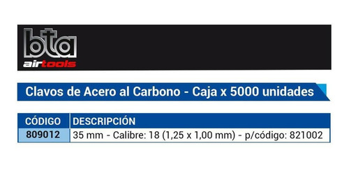 Imagen 2 de 6 de Clavos Clavadora Neumatica 35 Mm X 5000 Bta Airtools 809012