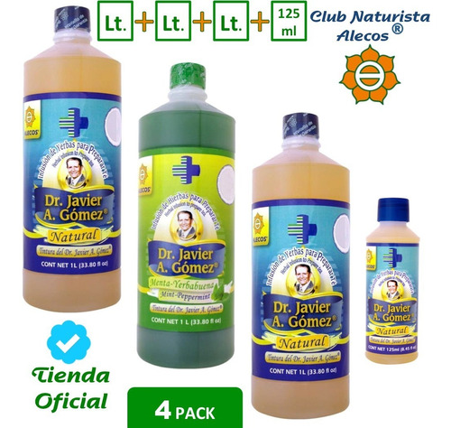 4 Pack- Tintura Del Dr. J. A Gómez Alecos®, 3x Lt + 1x 125ml