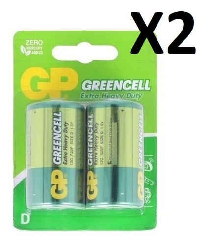 Pilas Tipo  D Gp Greencell Blisters 2 Unidades