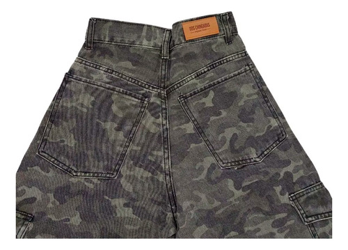 Jean Camuflado Mujer Pantalon Cargo Tiro Alto Ancho De Moda