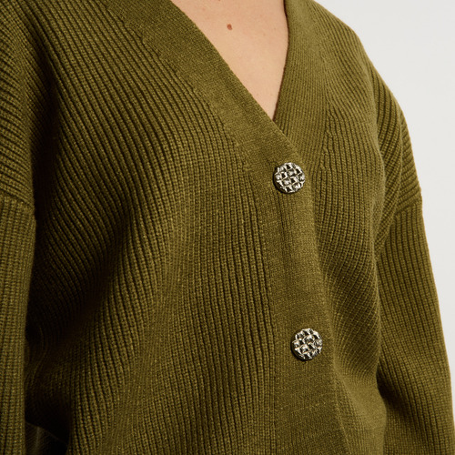 Cardigan Mujer Kevingston Agnes Escote V Verde Oliva