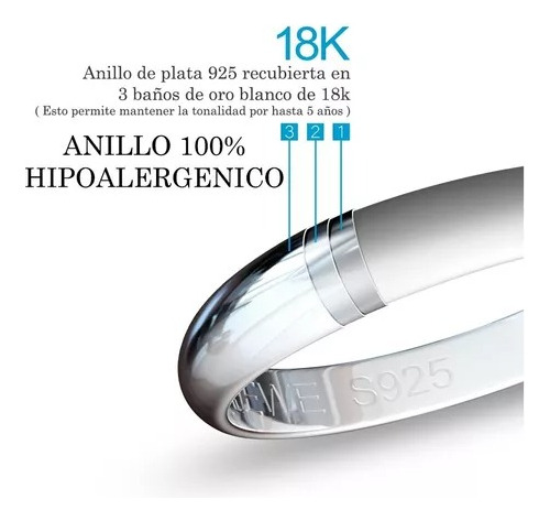 Anillo De Boda Compromiso Diamante Moissanita Oro 18k Plata Blanco 6