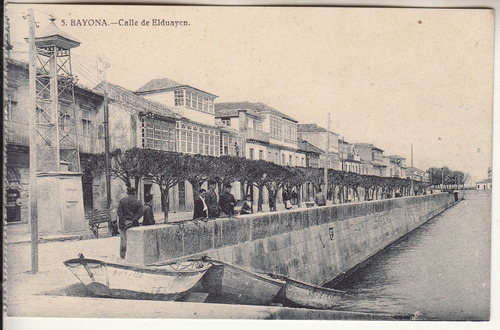 Antigua Postal Calle De Elduayen Bayona Pontevedra Galicia