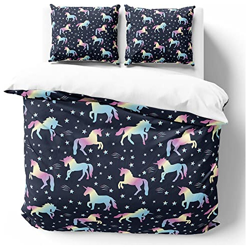 Juego De Ropa De Cama Unicornio De 3 Piezas Niños, Fun...