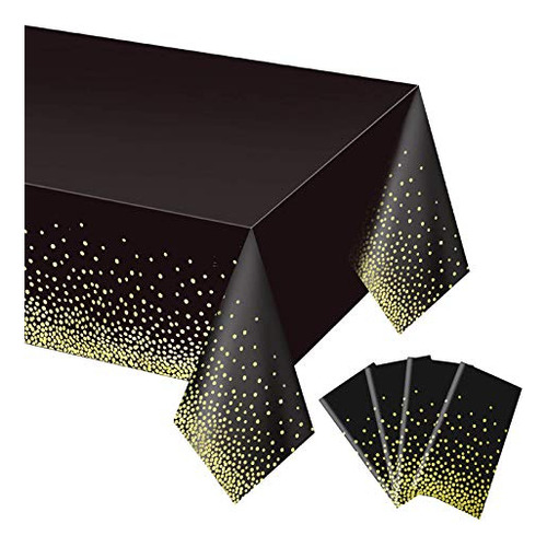 4 Embalaje Negro Y Gold Tablecloth Para Tablas De X5dx8