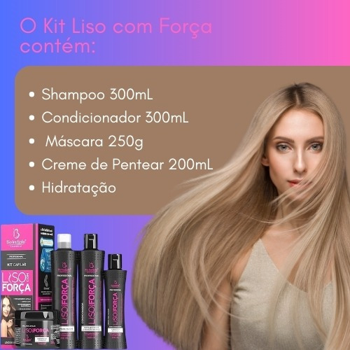 Kit Capilar Liso Com Força + Descansa Cabelo Beleza De Salão