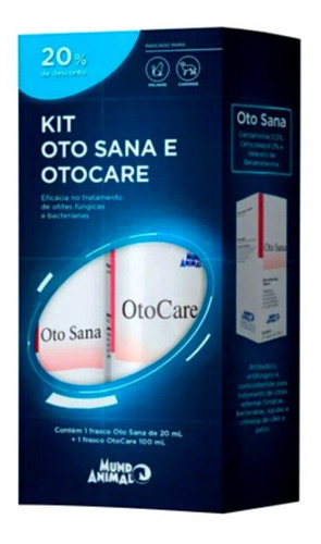 Kit Oto Sana + Otocare Solução Otológica Cães Gatos