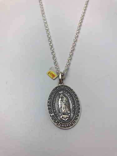 Virgen Guadalupe Con Cadena Turbillon 50cm. Plata 925. Tuset