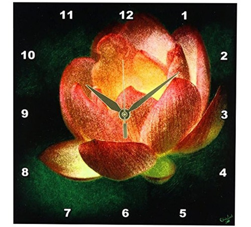 3drose Dpp_55964_1 Flor De Loto Oscuro Reloj De Pared Floral
