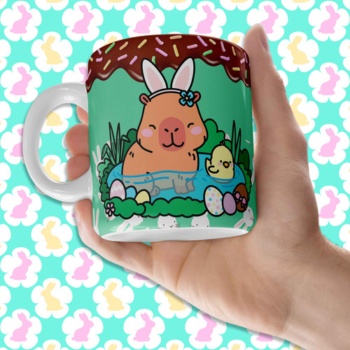 10 Tazas De Pascua Con Bolsita Capybara Blanco Pascuas