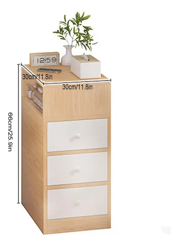 Velador Angosto Con Cajones Bicolor Design 30*30*66cm