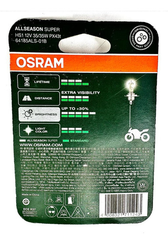 Bombillo Moto Hs1 35w 64185als Osram