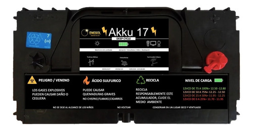 Imagen 1 de 6 de Bateria Solar, Akku17 Tipo Cale O Lth Solar
