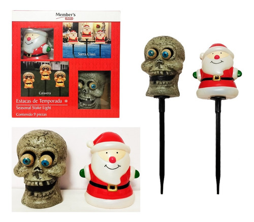 Estacas Halloween Y Navidad Con Luz