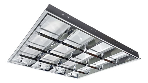 Luminária Quadrada Embutir Aleta Alumínio 4x9w T8, 618x618mm