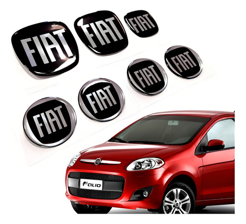 Kit Adesivos Resinados Emblemas Abarth Para Fiat Siena 19424 Cor Preto