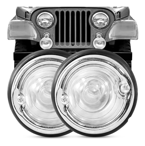 Par Lanterna Dianteira Jeep Willys Rural Pisca Cristal 2 Pçs