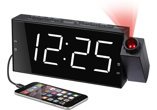 Reloj Despertador Digital Con Proyector Para Dormitorio, Par