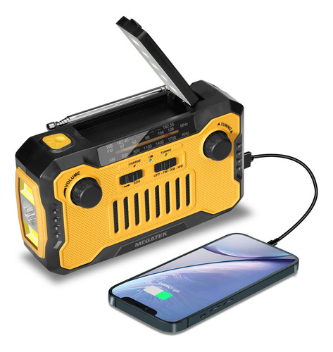 Radio De Emergencia Y Cargador Solar 5000mah Con Am/fm Alarm