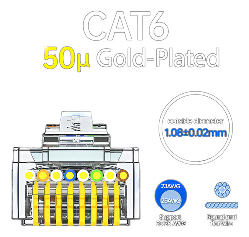 100un Conector Rj45 Cat6 Blindado Ftp Macho