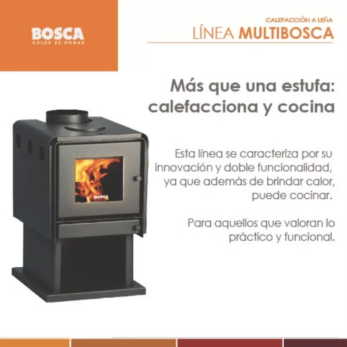 Salamandra Multi Bosca 350 Estufa Leña 130m2 6500 Kcal Kit