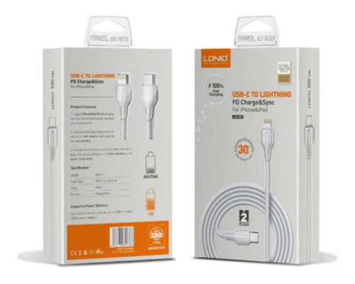 Cable Para iPhone Tipo C A Lightning 2 Metros 30w