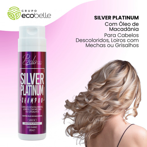4x Salão Shampoo Profissional Silver Platinum Belapro 300 Ml