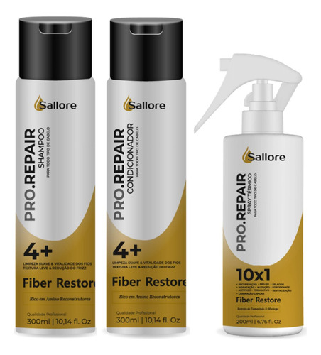 Sallore Pro.repair Fiber Restore Shampoo E Cond E Spray Fina