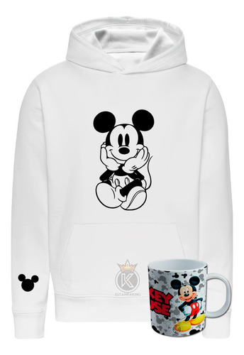 Poleron + Tazon Mug Mickey Mouse - Disney - Dibujos Animados - Serie Infantil - Raton - Mascota - Estampaking